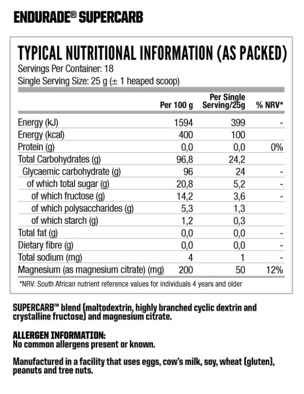 ENDURADE Supercarb 454g (18 SINGLE SERVINGS) - Image 2