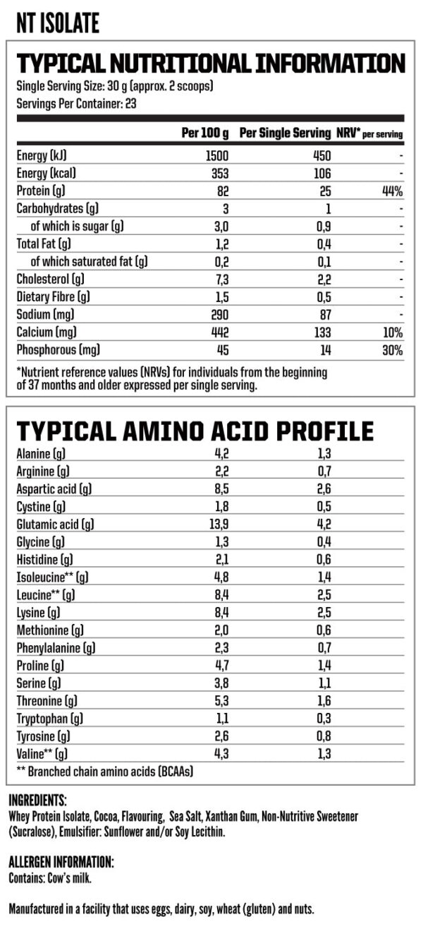 NT ISOLATE 700g (23 SERVINGS) - Image 2